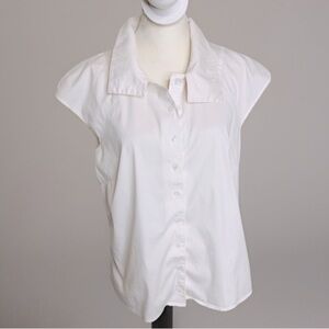 Per Se Button-Up Cap Sleeve Blouse